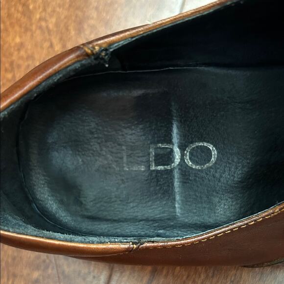 Aldo Men\'s Brown Leather Slip-On Loafers w/ Cross Design Imprinted, Size 10 (43) main image 14